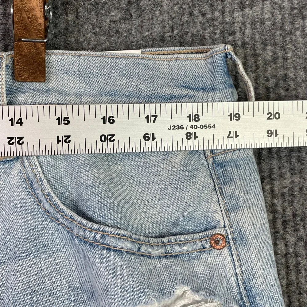 American Eagle Denim Shorts Women 16 Blue Strigid High Rise Raw Hem Distressed